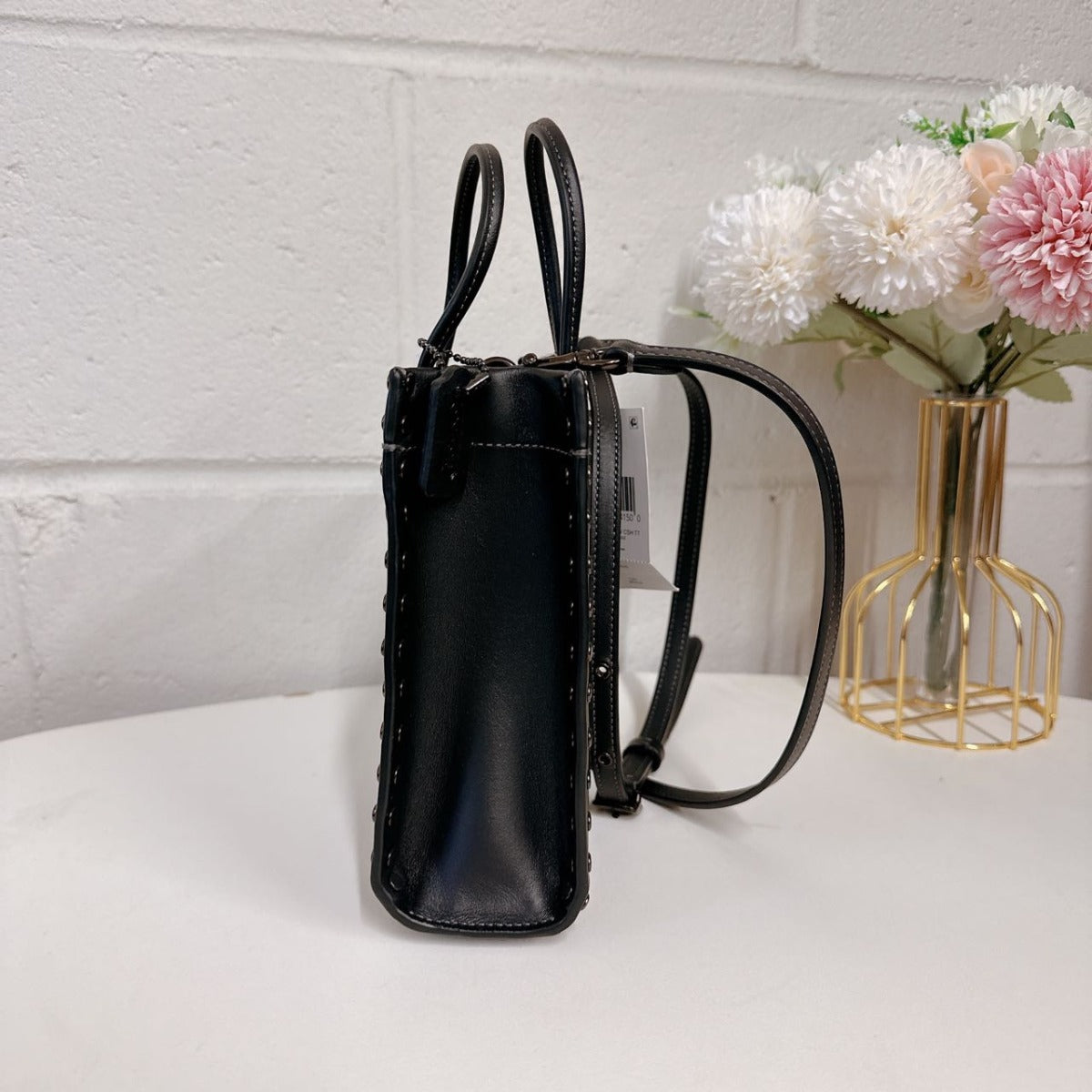 Coach CE729 Mini Cashin Tote With Crystal Rivets IN BLACK Coach CE729 Mini Cashin Tote With Crystal Rivets IN BLACK